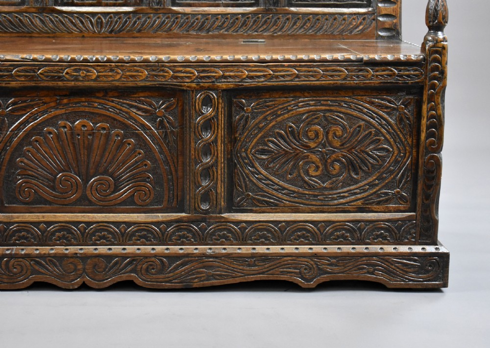 19th Century Carved Oak Bench View XIII