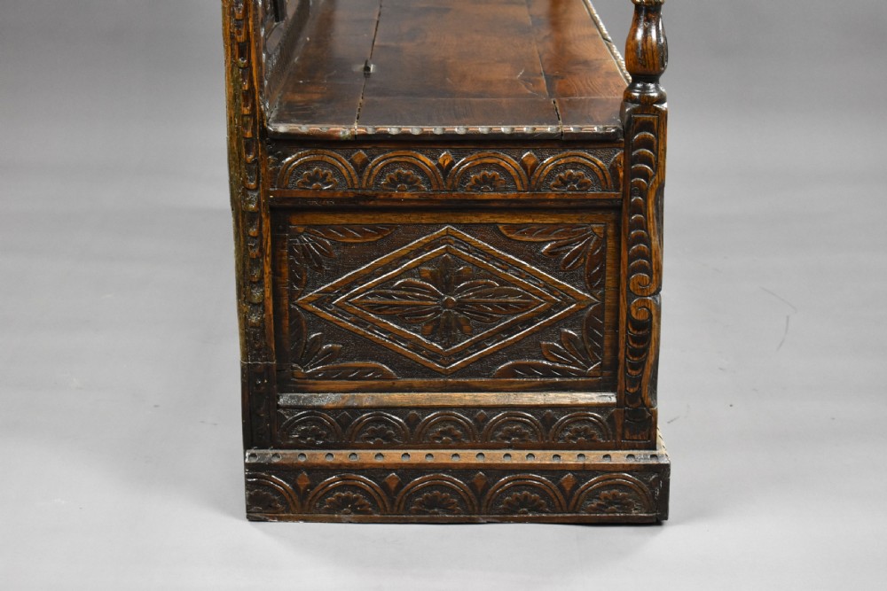 19th Century Carved Oak Bench View XVI