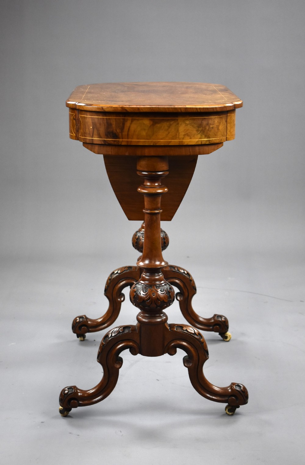 Victorian Burr Walnut Work Table View V