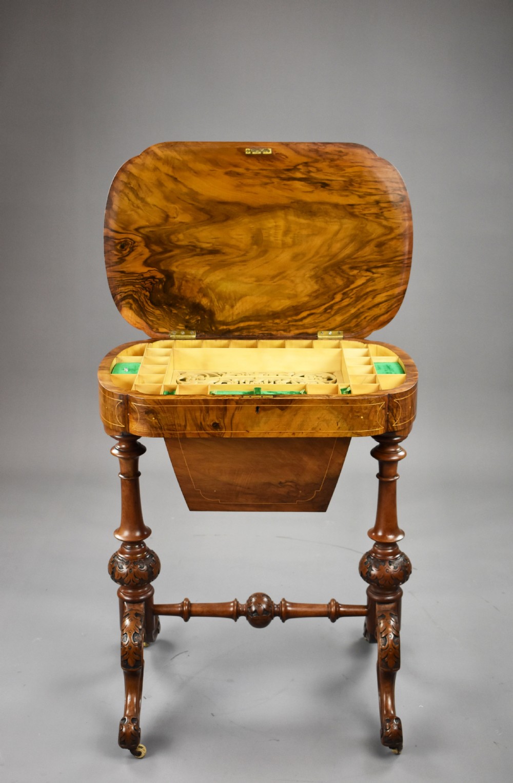 Victorian Burr Walnut Work Table View VI