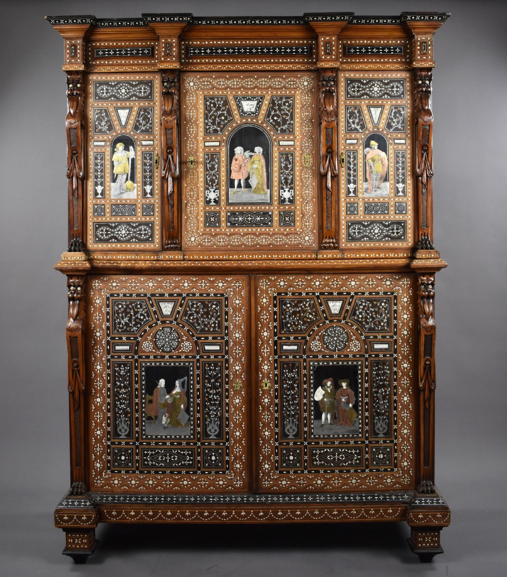 19th Century Profusely Inlaid Mahogany Cabinet