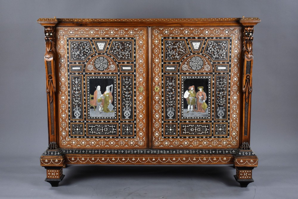 19th Century Profusely Inlaid Mahogany Cabinet View II