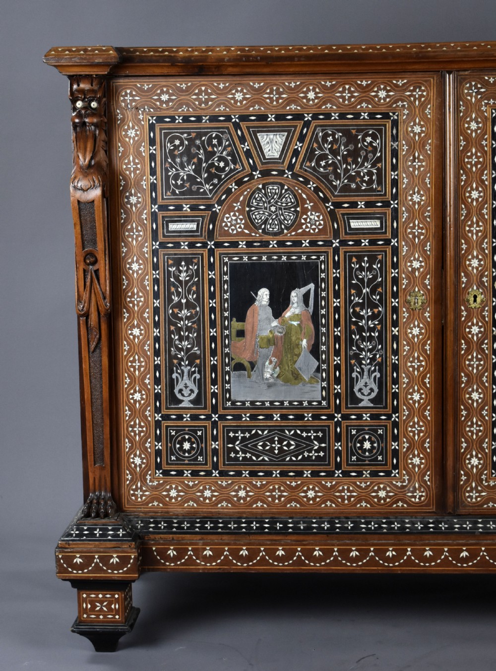 19th Century Profusely Inlaid Mahogany Cabinet View III