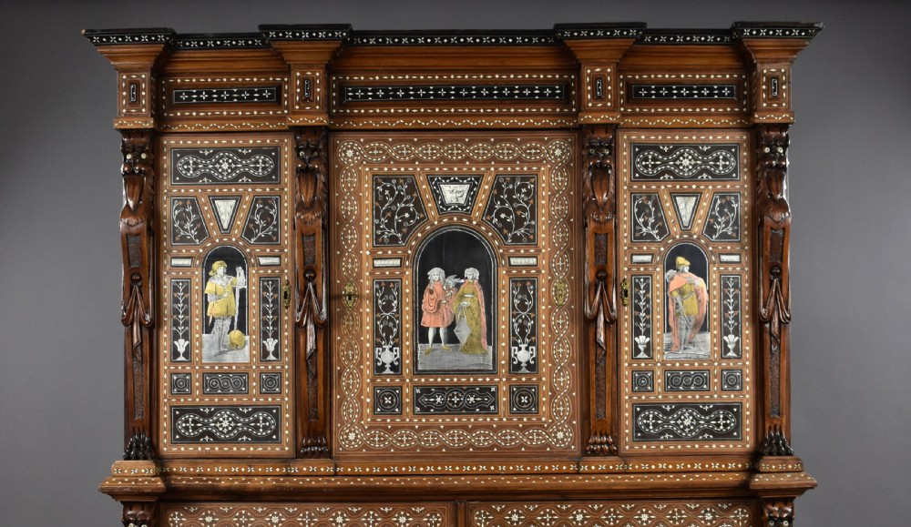 19th Century Profusely Inlaid Mahogany Cabinet View V