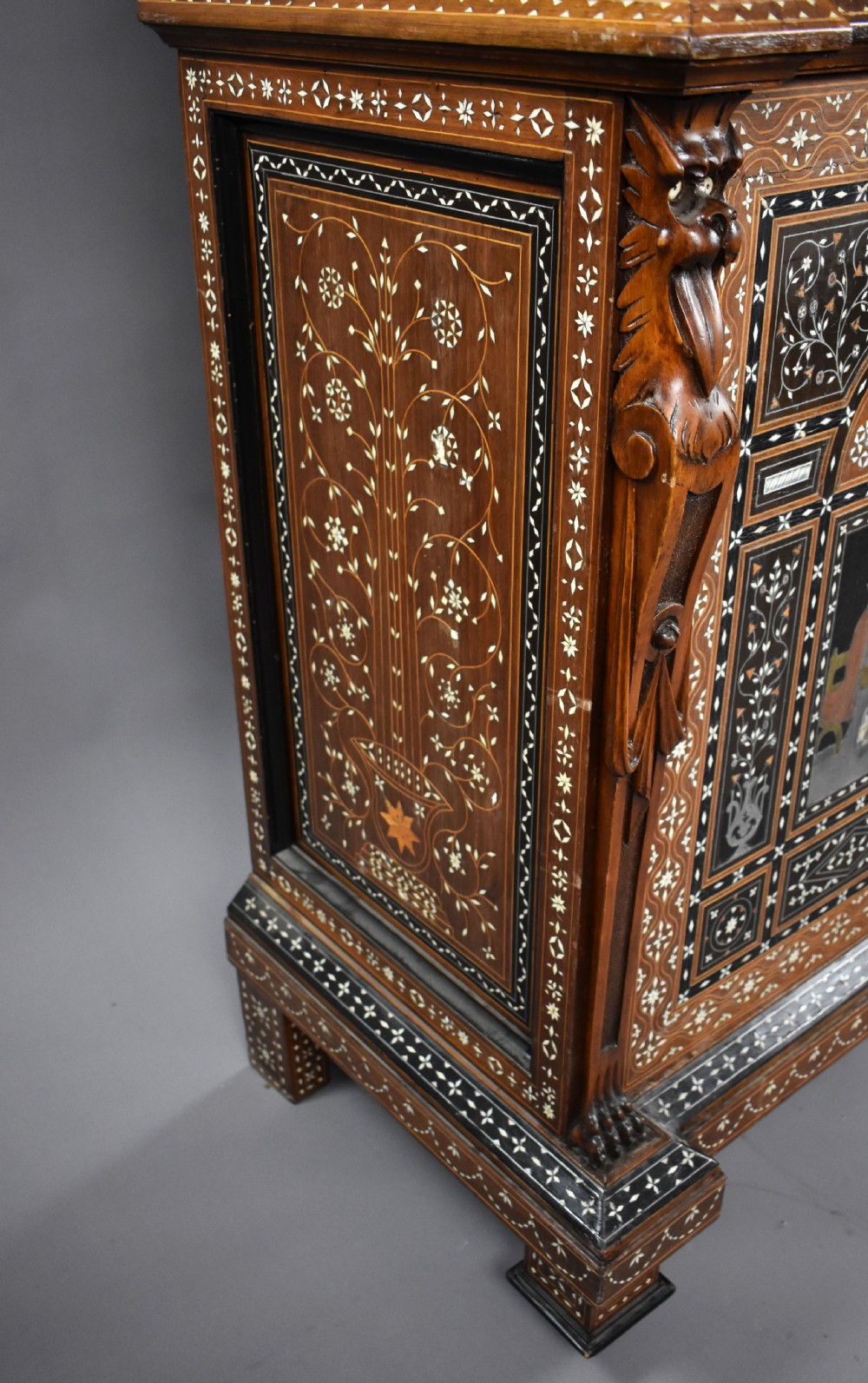 19th Century Profusely Inlaid Mahogany Cabinet View X