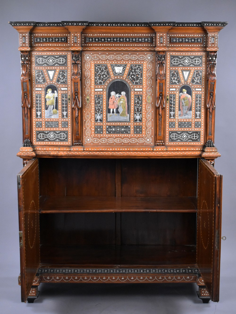 19th Century Profusely Inlaid Mahogany Cabinet View XIV