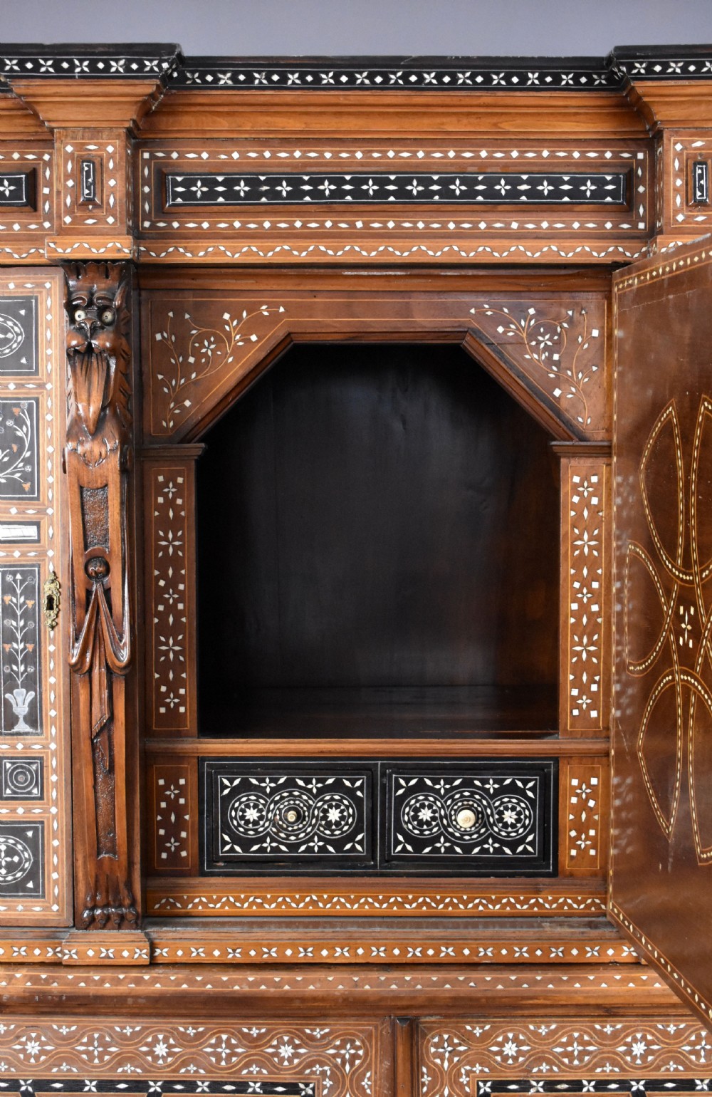 19th Century Profusely Inlaid Mahogany Cabinet View XV
