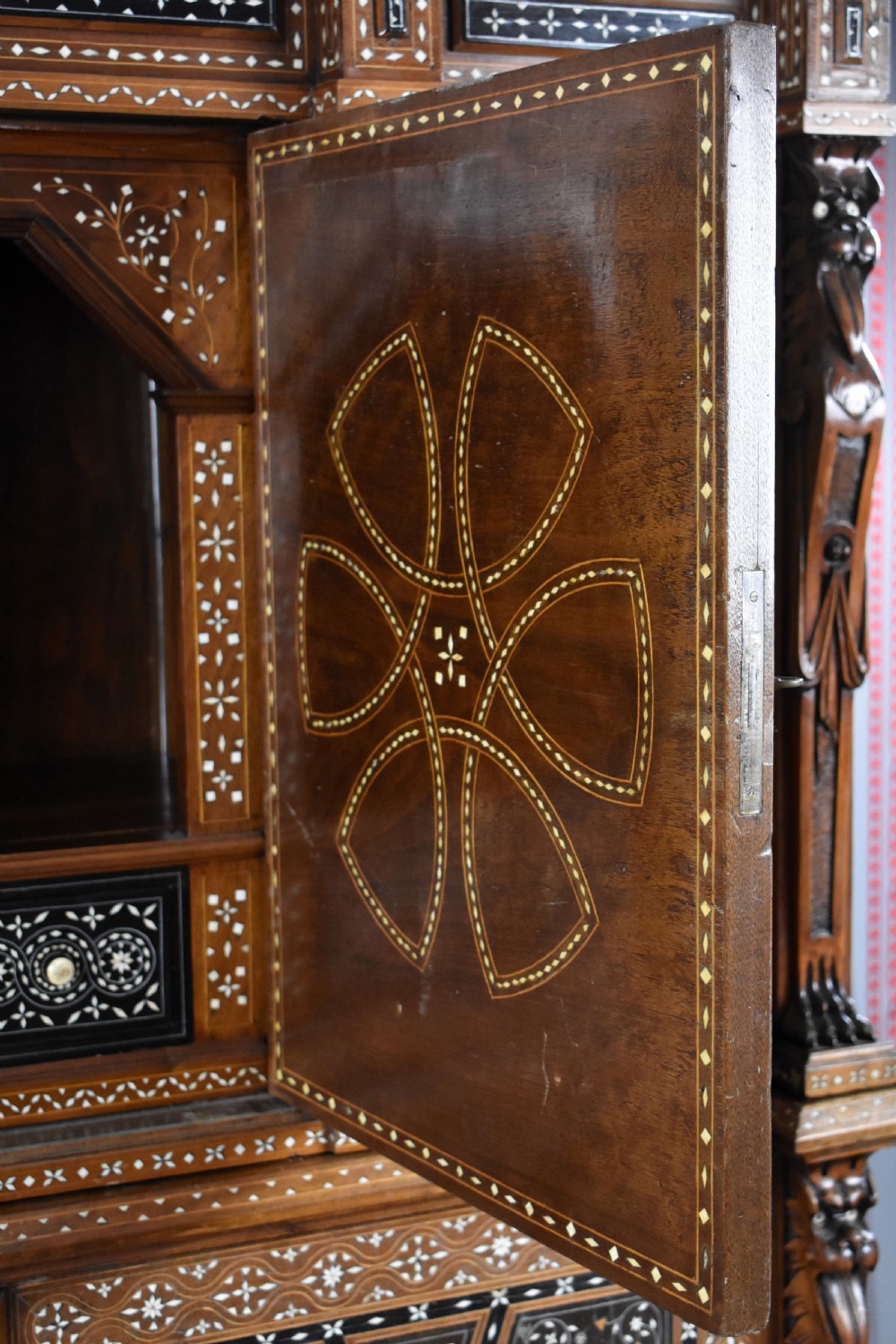 19th Century Profusely Inlaid Mahogany Cabinet View XVII