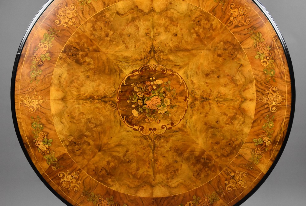 Victorian Burr Walnut Marquetry Table View IV