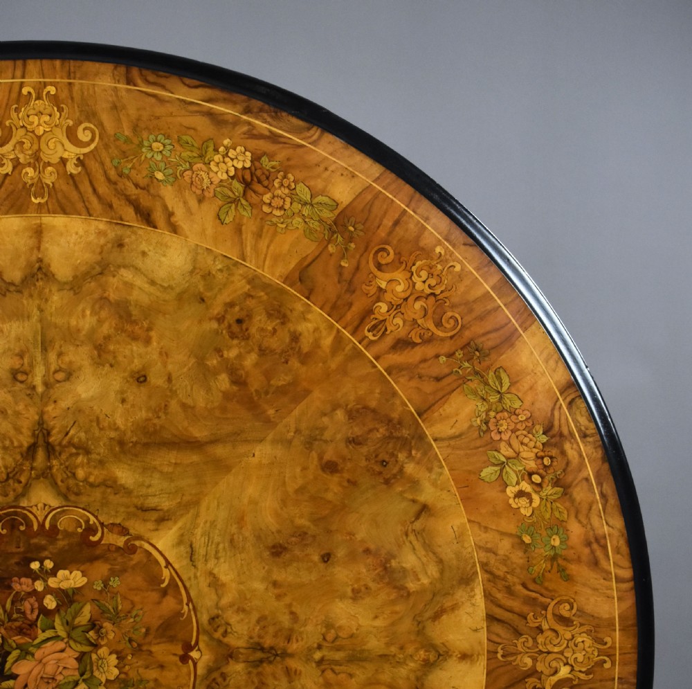 Victorian Burr Walnut Marquetry Table View VI
