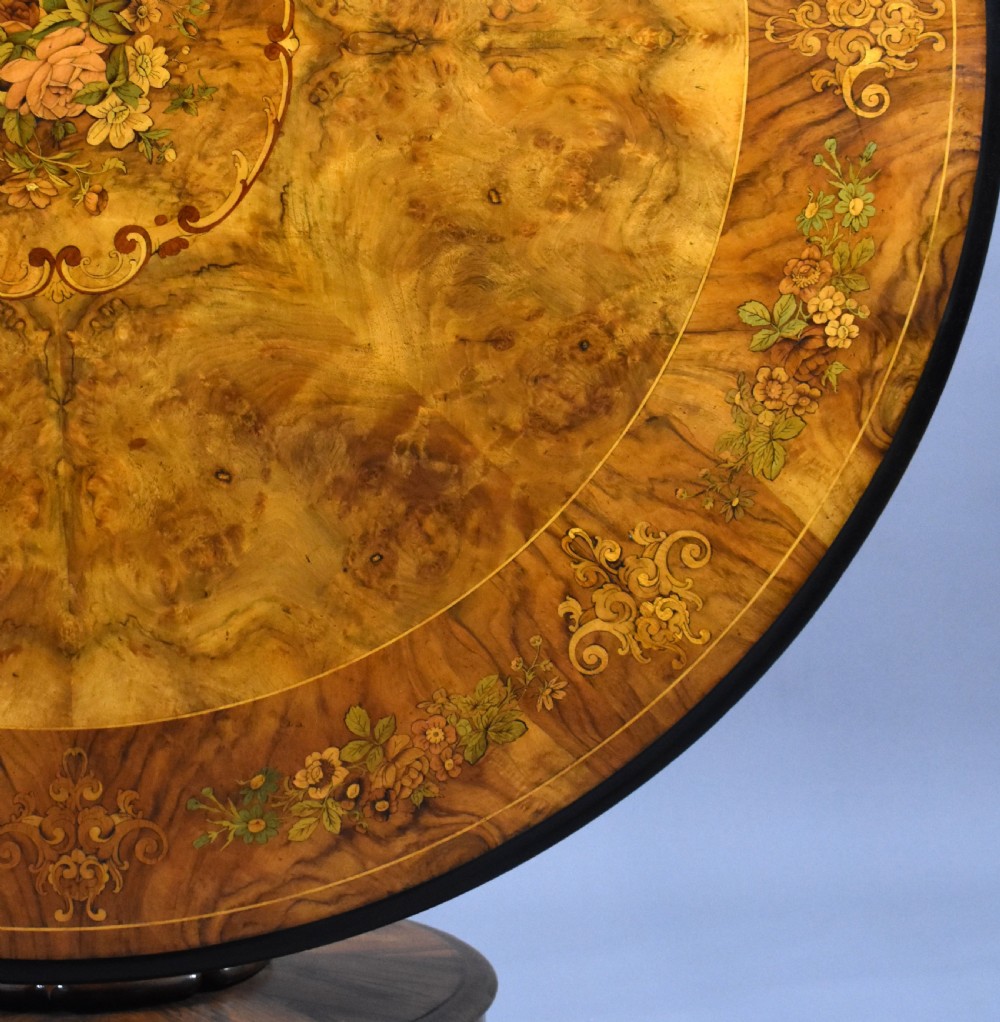 Victorian Burr Walnut Marquetry Table View VIII