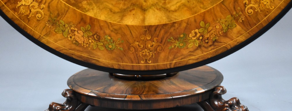 Victorian Burr Walnut Marquetry Table View XI