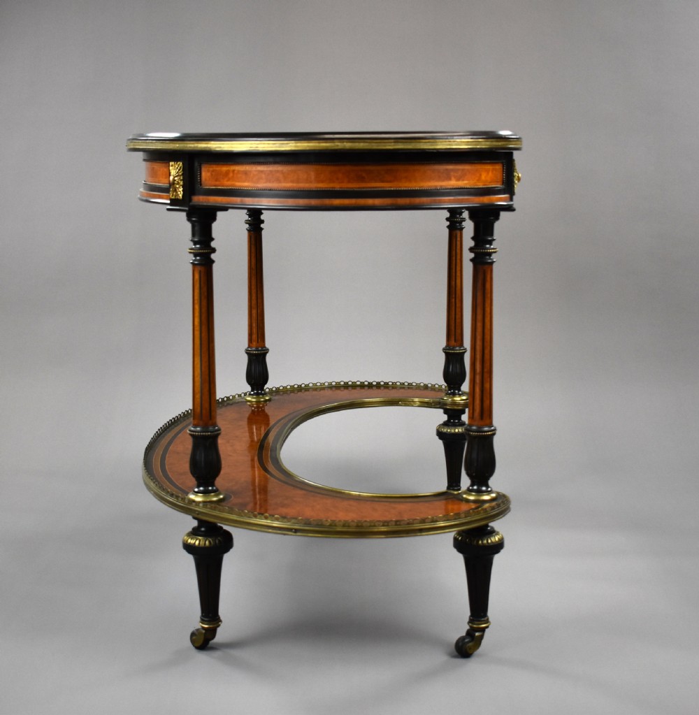 Victorian Walnut & Amboyna Writing Table by Gillows View IV