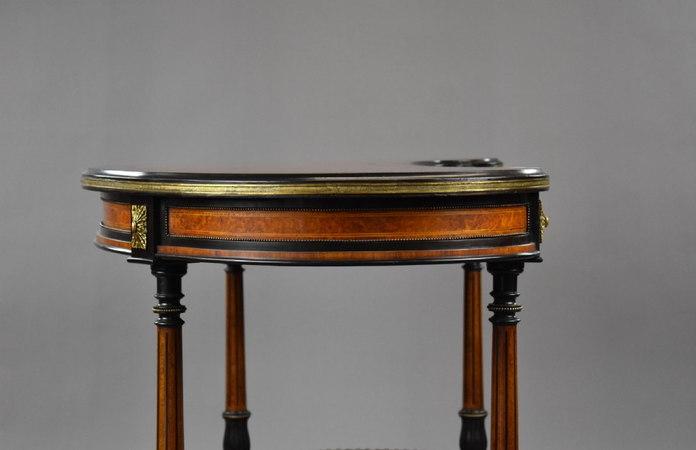 Victorian Walnut & Amboyna Writing Table by Gillows View IX