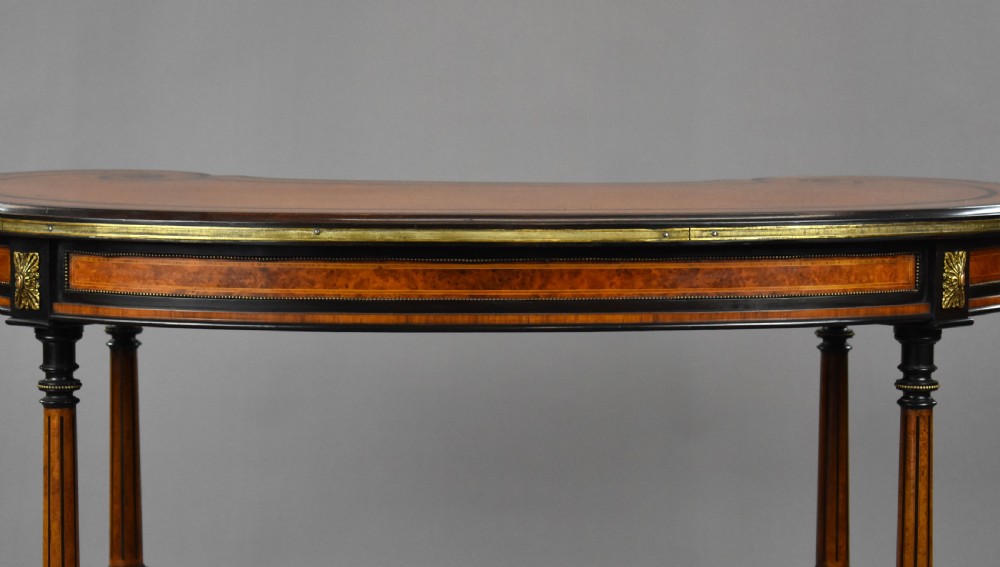 Victorian Walnut & Amboyna Writing Table by Gillows View X