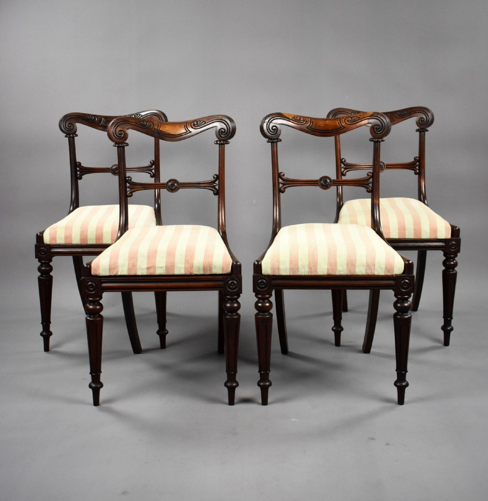 Set of 4 William IV Rosewood Dining Chairs