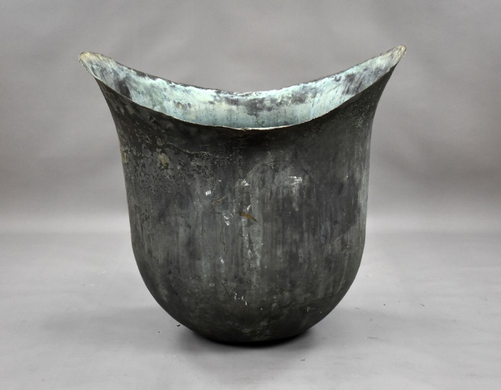 Large Victorian Solid Copper Cauldron View II