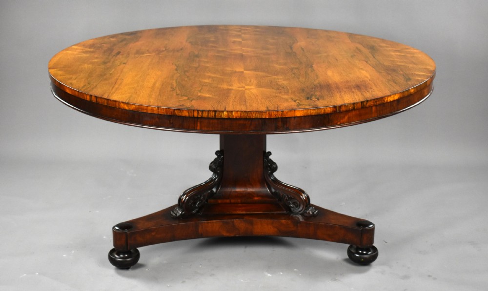 Large William IV Rosewood Circular Breakfast Table View II