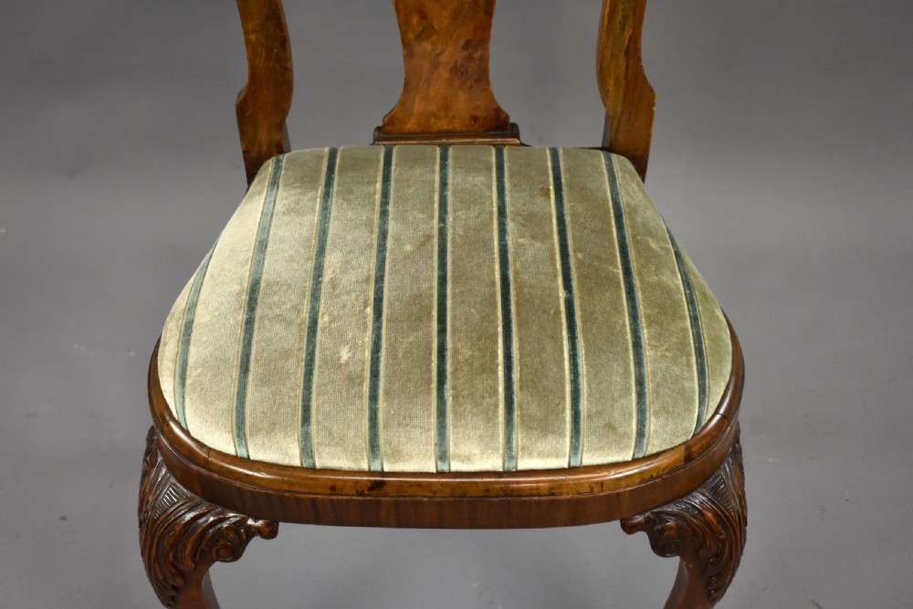 Queen Anne Style Burr Walnut Table & Chairs View XIX