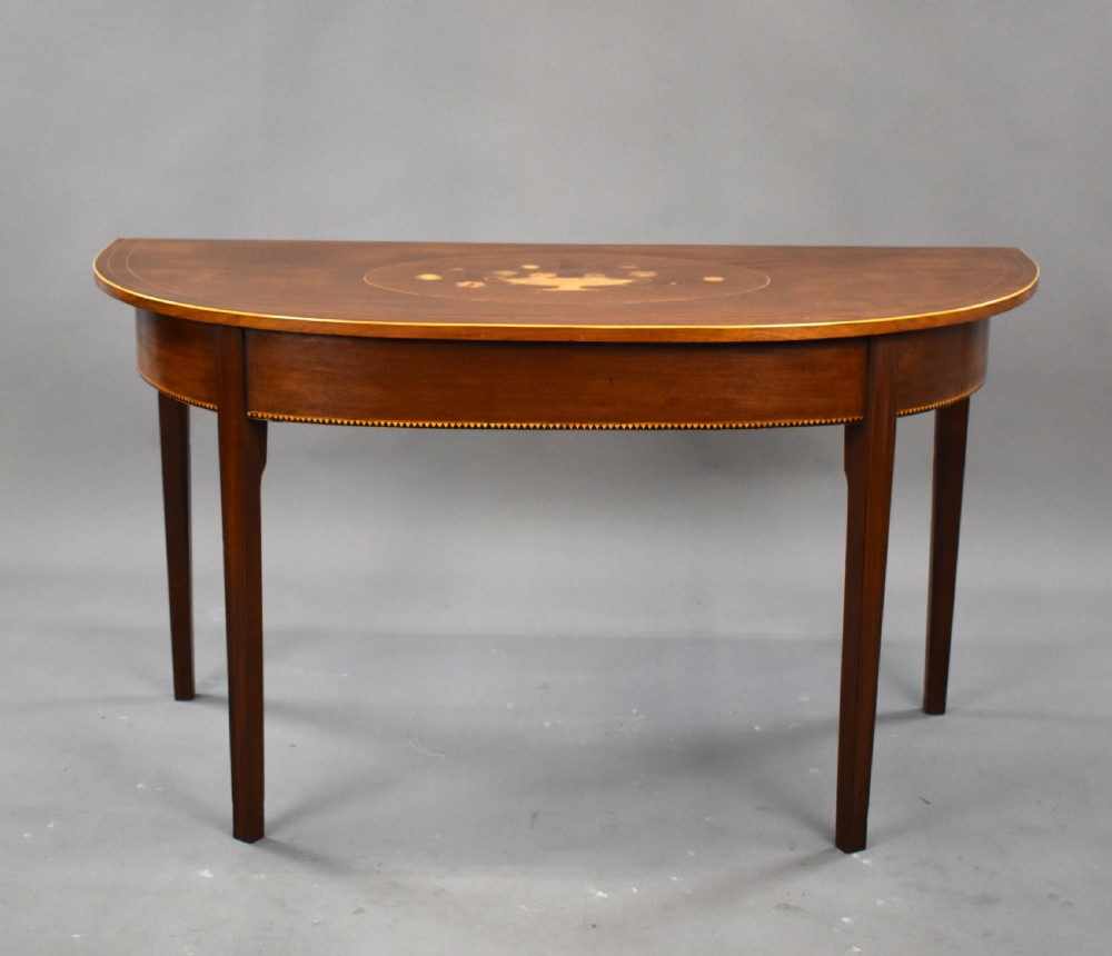 Pair of George III Mahogany Demi Lune Console Tables View II