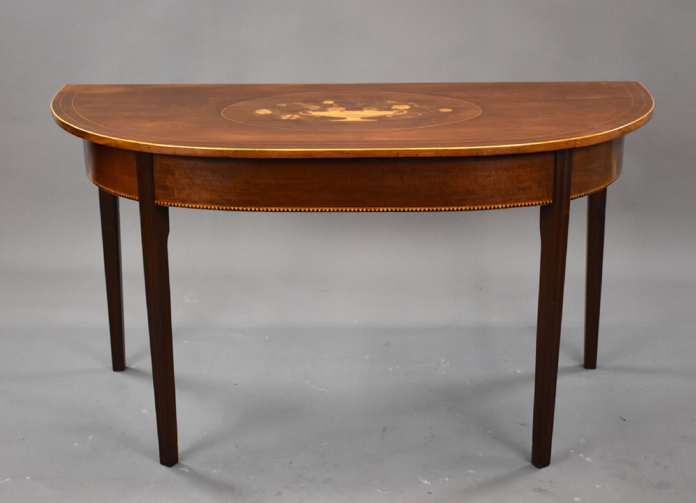 Pair of George III Mahogany Demi Lune Console Tables View IX