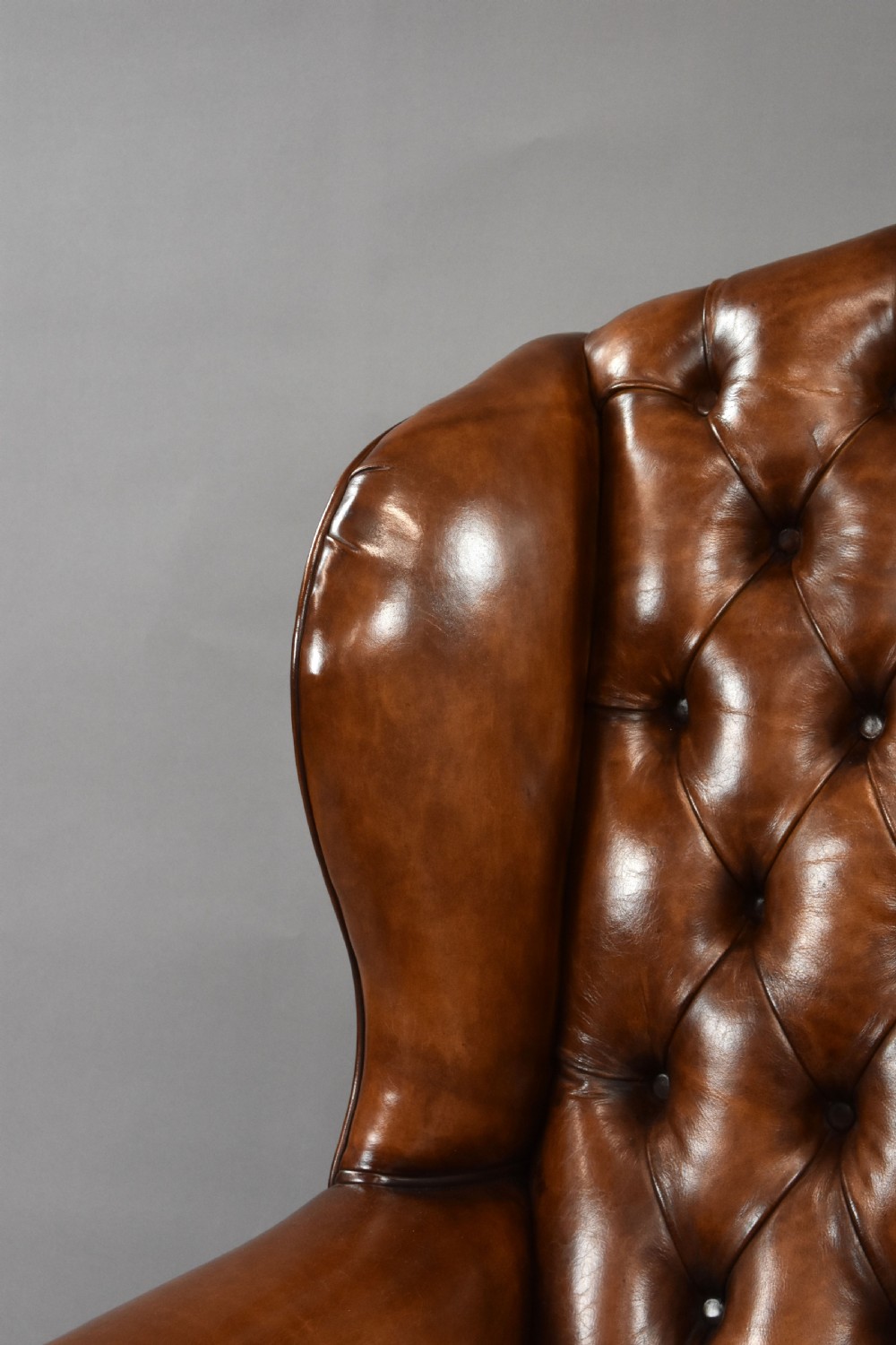 Edwardian Hand Dyed Leather Wing Back Armchair View X