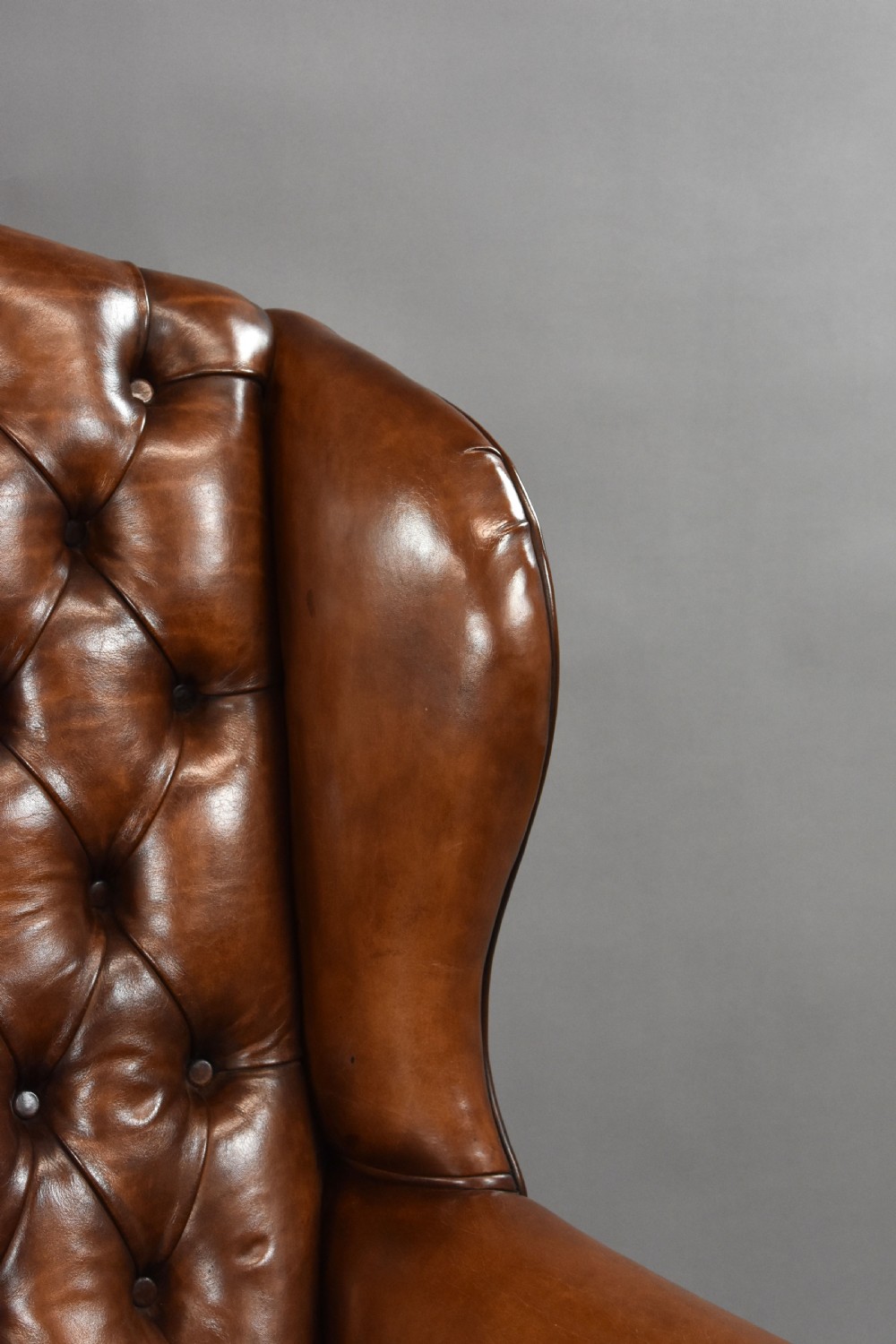 Edwardian Hand Dyed Leather Wing Back Armchair View XI