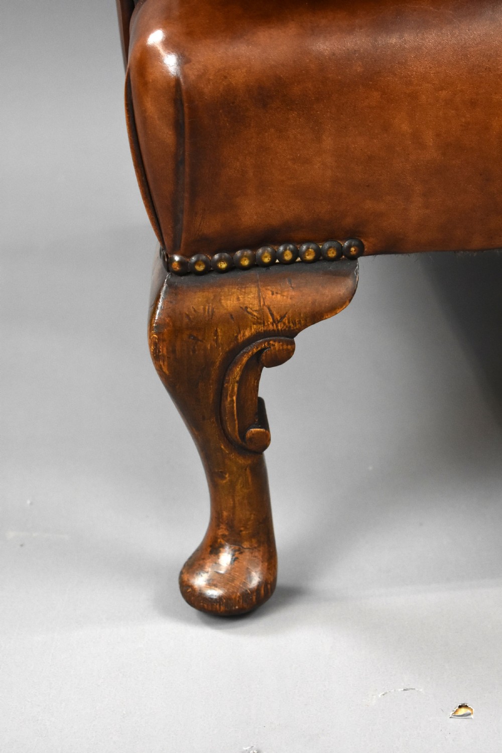 Edwardian Hand Dyed Leather Wing Back Armchair View XIV