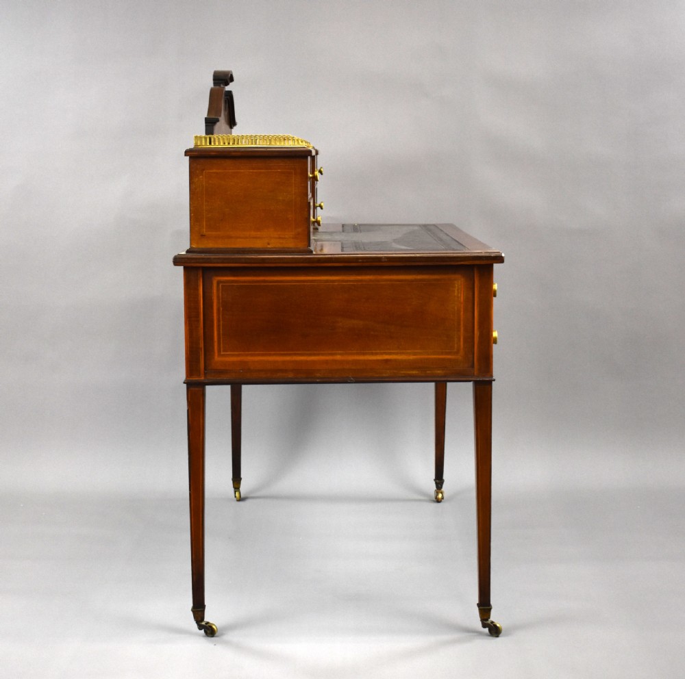 Victorian Mahogany and Marquetry Writing Table by Jas Shoolbred View III