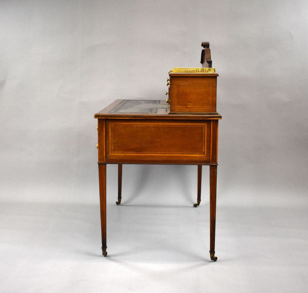 Victorian Mahogany and Marquetry Writing Table by Jas Shoolbred View V