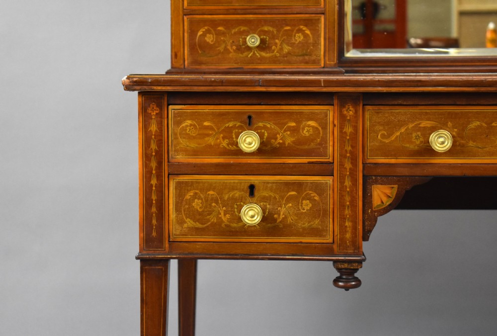 Victorian Mahogany and Marquetry Writing Table by Jas Shoolbred View XI