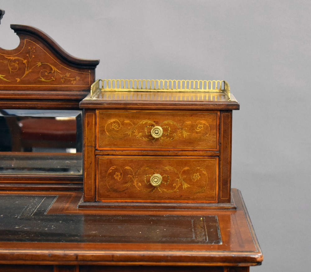 Victorian Mahogany and Marquetry Writing Table by Jas Shoolbred View XIII