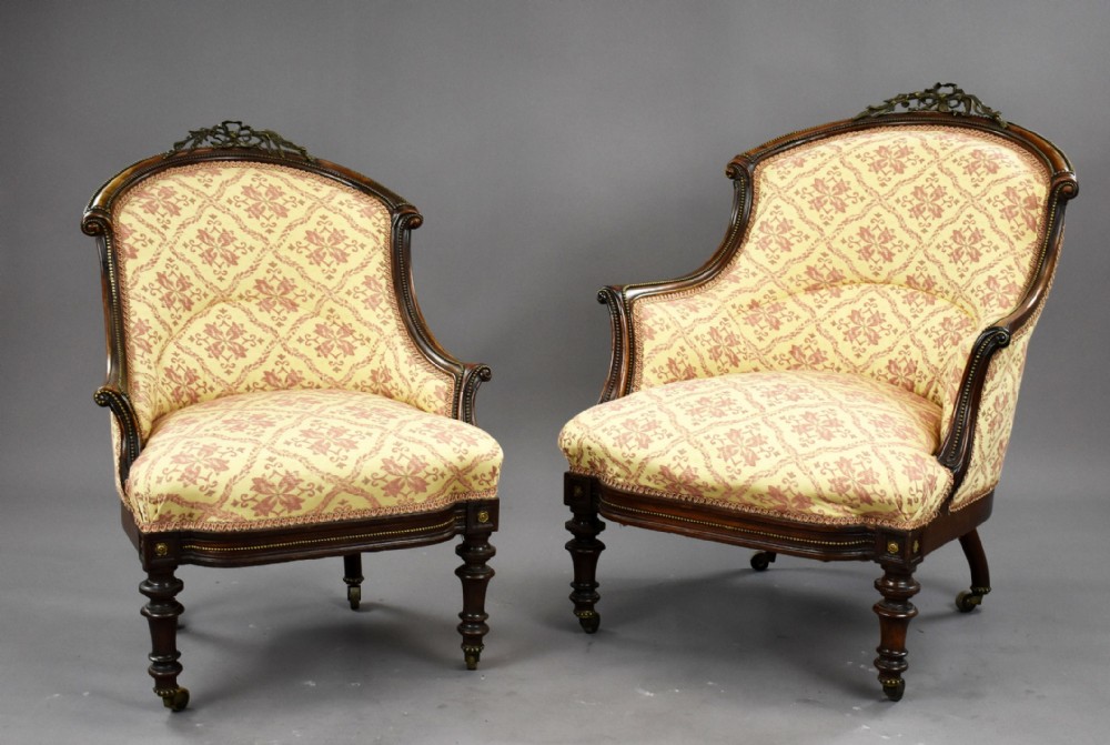 Victorian Rosewood Ladies and Gentleman Armchairs