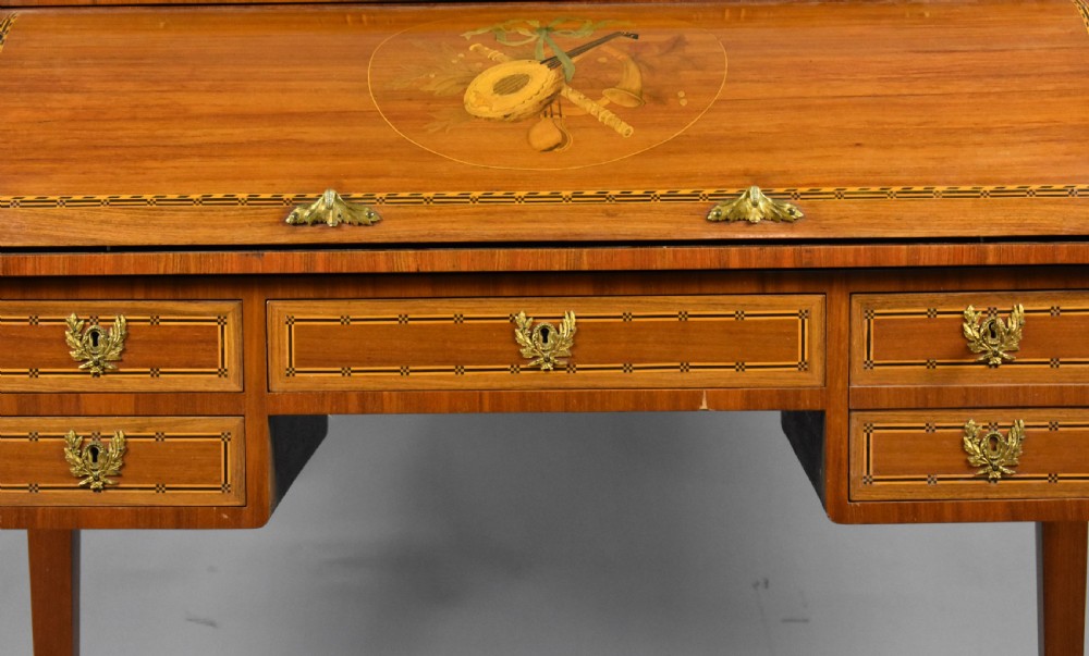 Edwardian Mahogany Inlaid Cylinder Bureau View IV