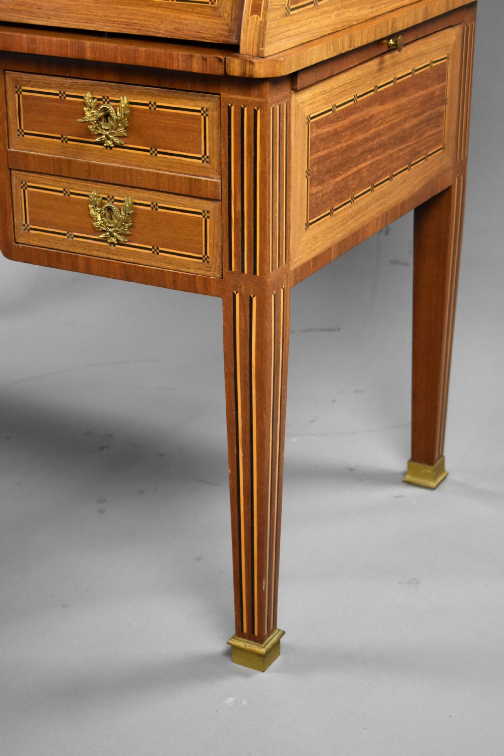 Edwardian Mahogany Inlaid Cylinder Bureau View XVI