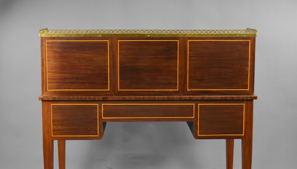 Edwardian Mahogany Inlaid Cylinder Bureau View XVII
