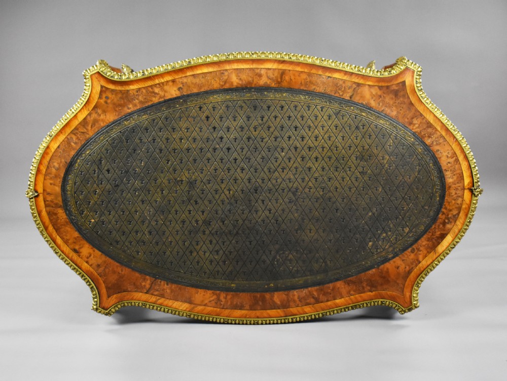 Victorian Burr Yew Bureau Plat by Howard & Sons View X