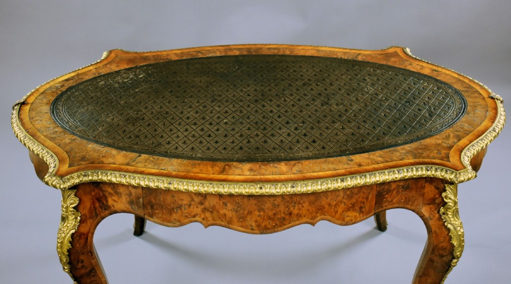 Victorian Burr Yew Bureau Plat by Howard & Sons View XIII