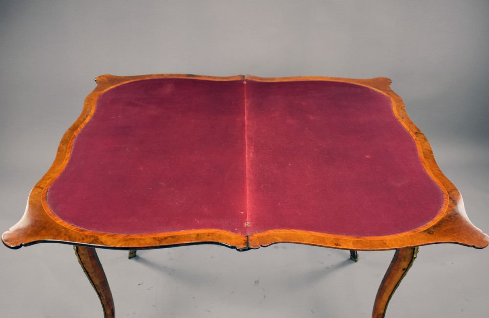 Victorian Burr Walnut Card Table Attributed to Gillow View VI