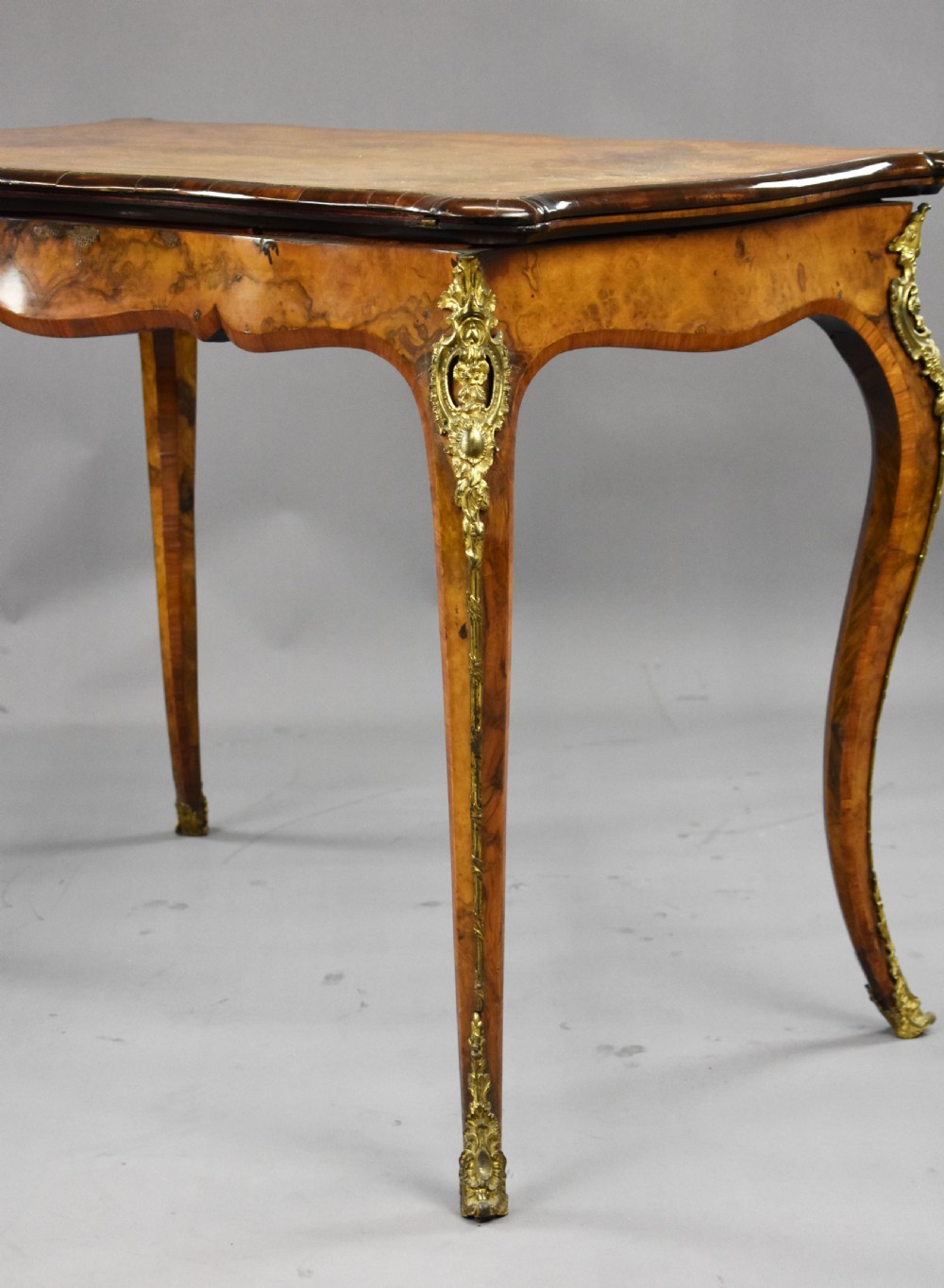 Victorian Burr Walnut Card Table Attributed to Gillow View VIII