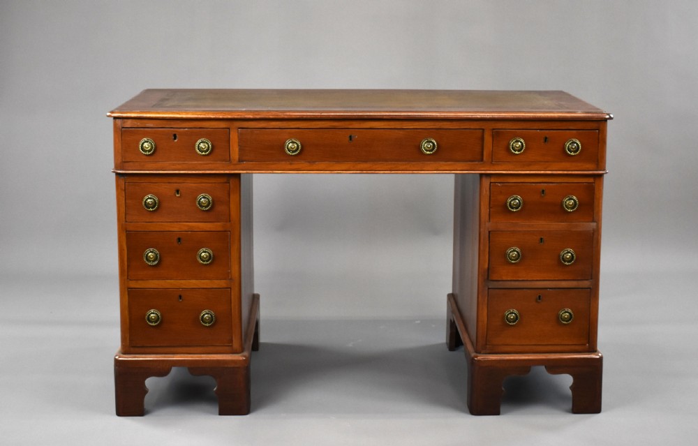 Victorian Oak and Walnut Pedestal Desk View II