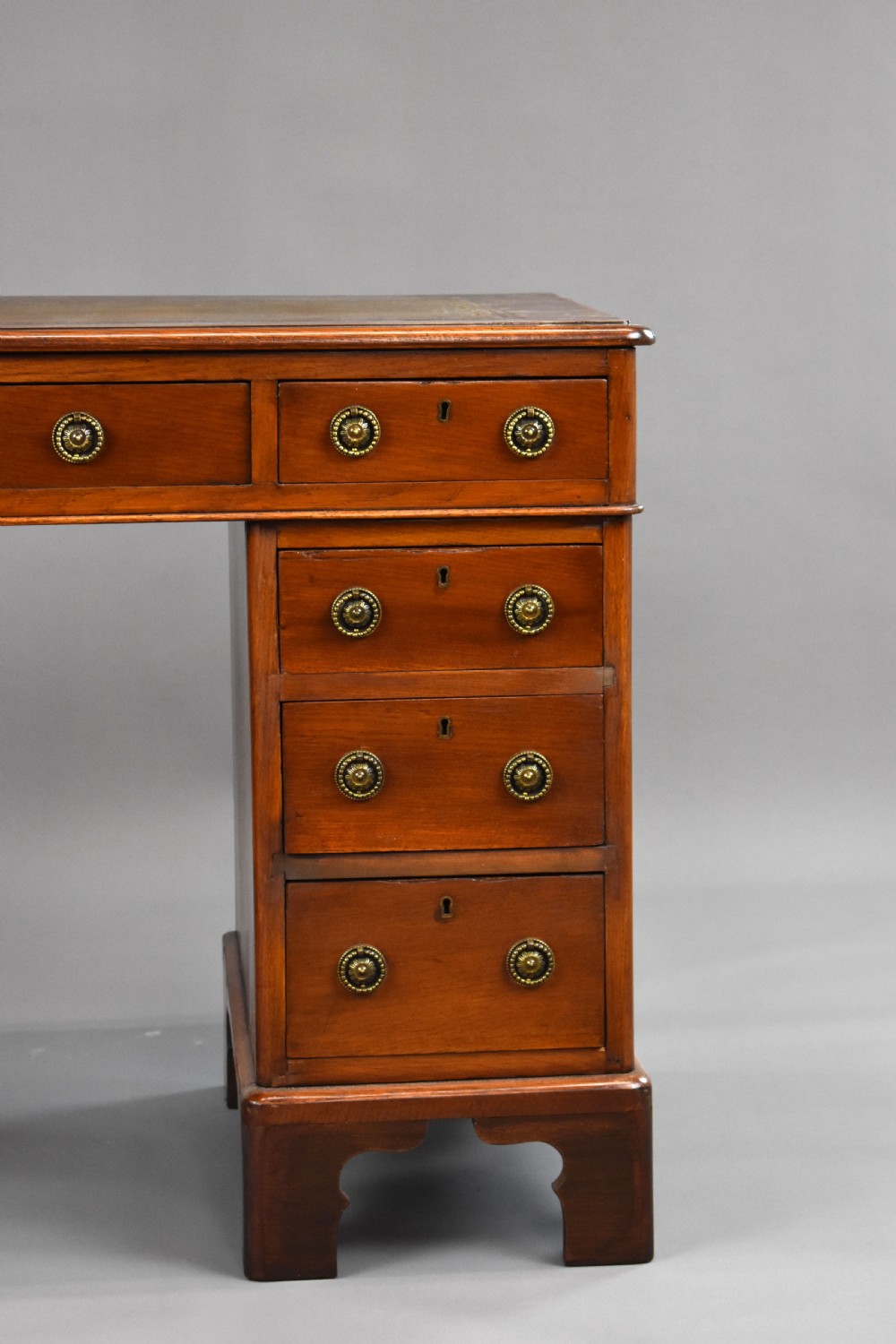 Victorian Oak and Walnut Pedestal Desk View V