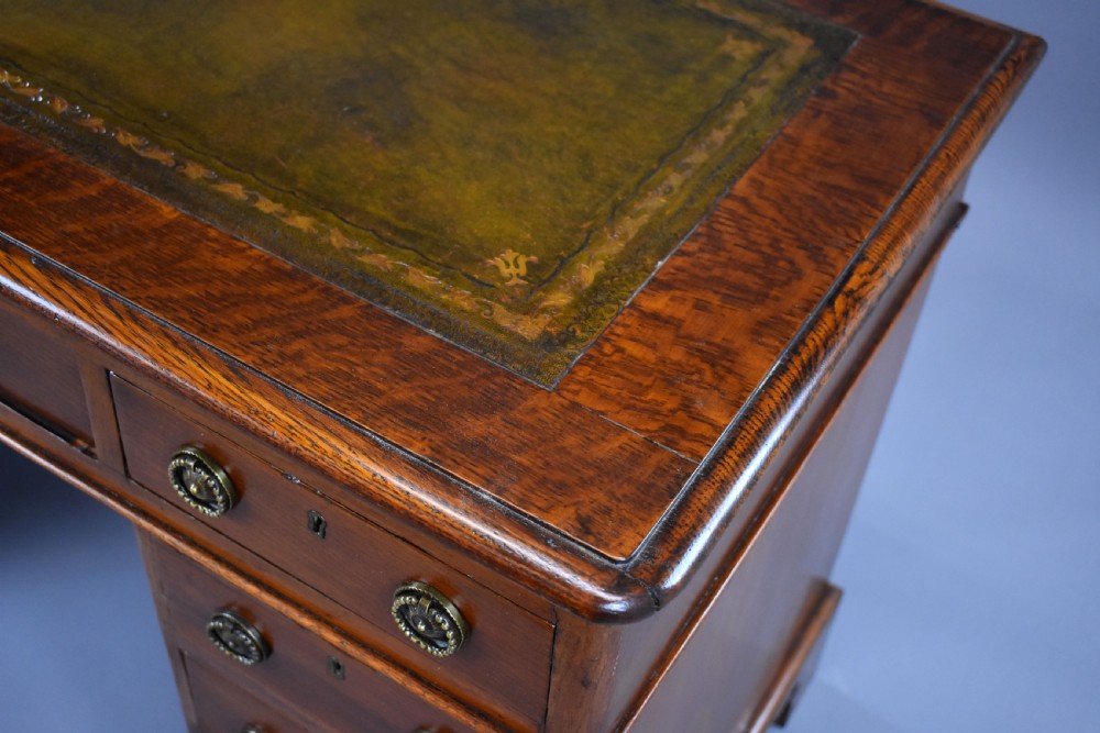 Victorian Oak and Walnut Pedestal Desk View X