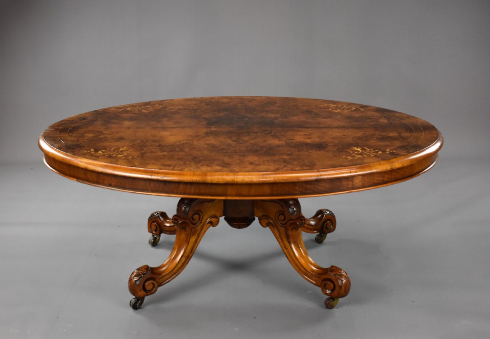 Victorian Burr Walnut Oval Coffee Table