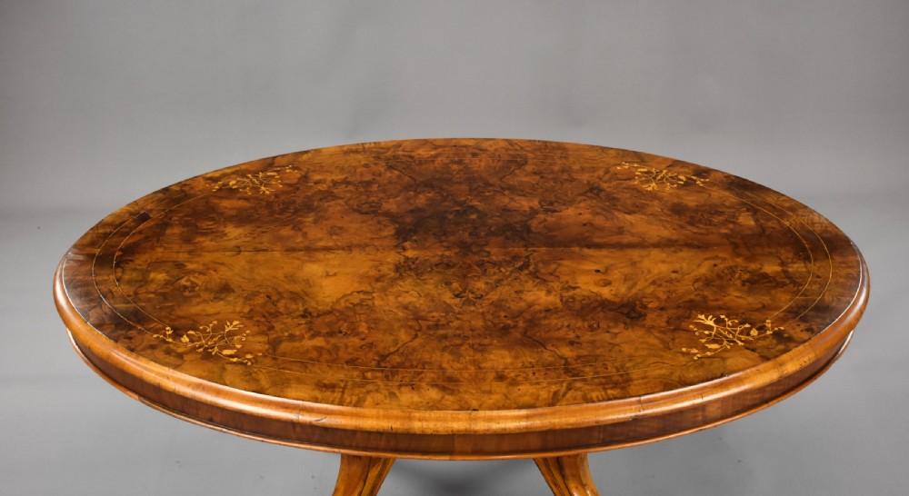 Victorian Burr Walnut Oval Coffee Table View VI
