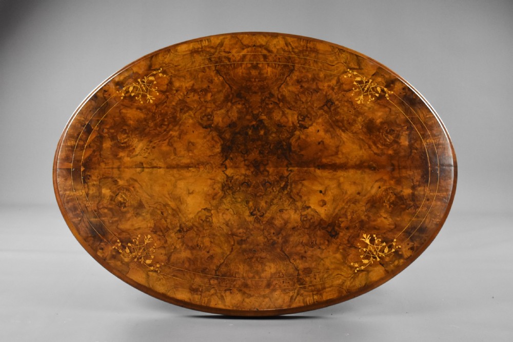 Victorian Burr Walnut Oval Coffee Table View VII