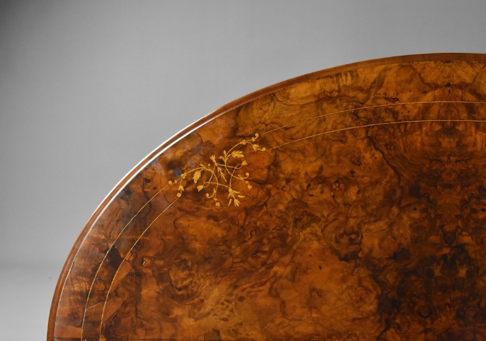 Victorian Burr Walnut Oval Coffee Table View VIII