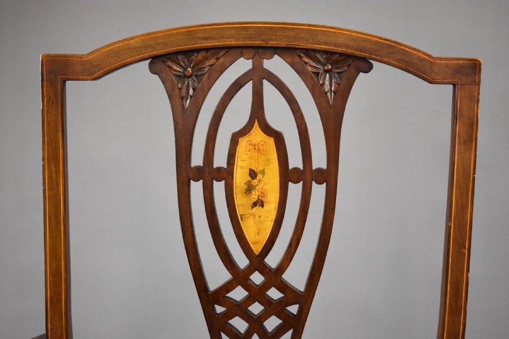 Edwardian Mahogany Inlaid Open Armchair View IV