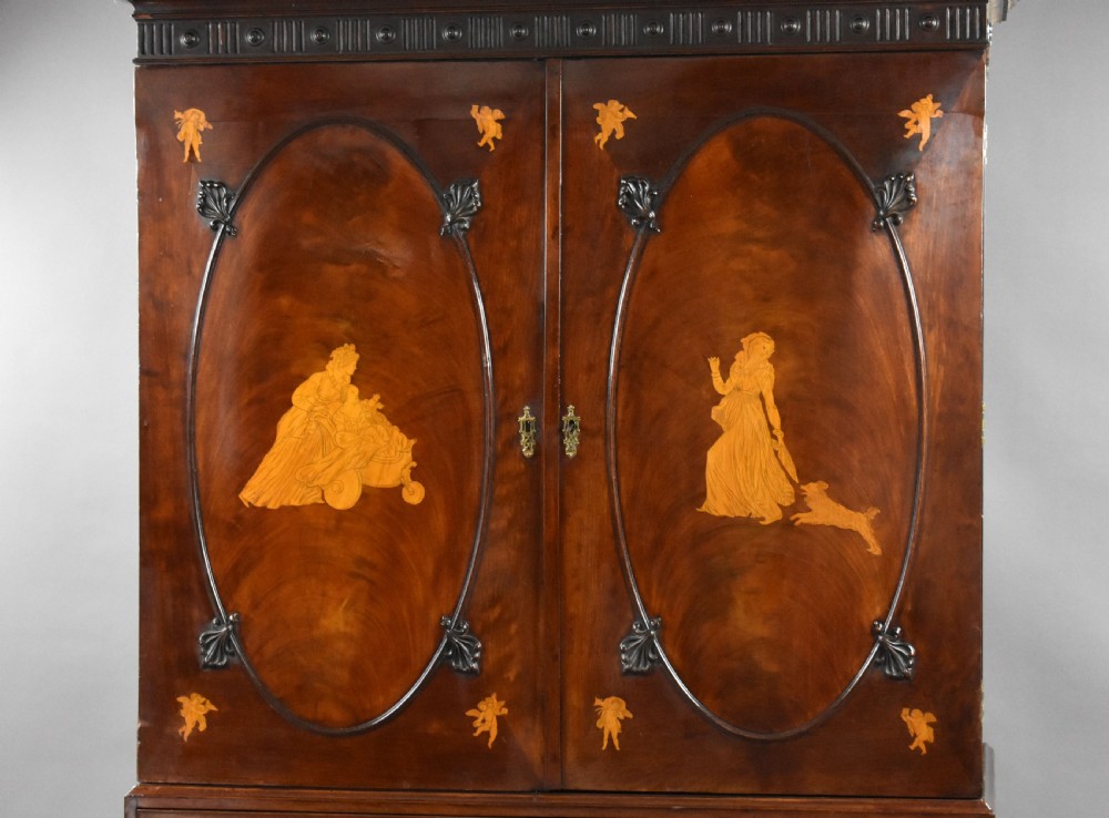 George III Mahogany and Inlaid Clothes Press View IV