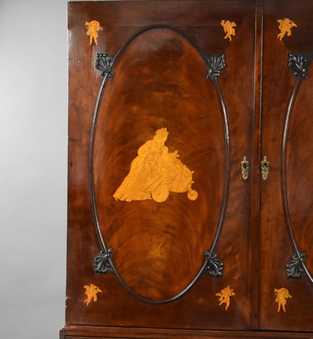 George III Mahogany and Inlaid Clothes Press View V